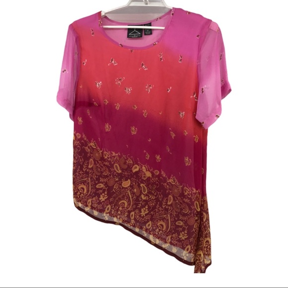 Anthony Mark Hankins Asymmetrical 1X Floral Blouse - Picture 1 of 4